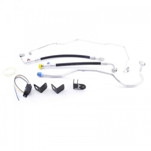 Hybrid Racing Air Con Conversion Kit - Direct Bolt in to OEM Radiator Tabs. Includes all brackets, hardware and wiring.
